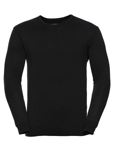 RUS-0R710M0-Mens V-Neck Knitted Pullover